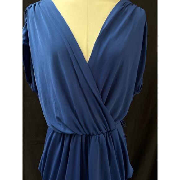 Women’s Evogues Blue Satin High-Low V-Cut Dress Sz 3X - Picture 2 of 4